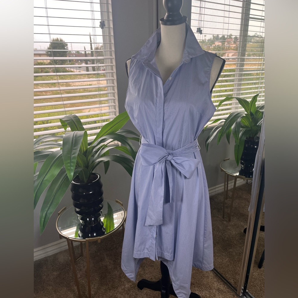 Who What Wear Cotton Blend Poplin Sleeveless Dress Belted Women's Size Medium
